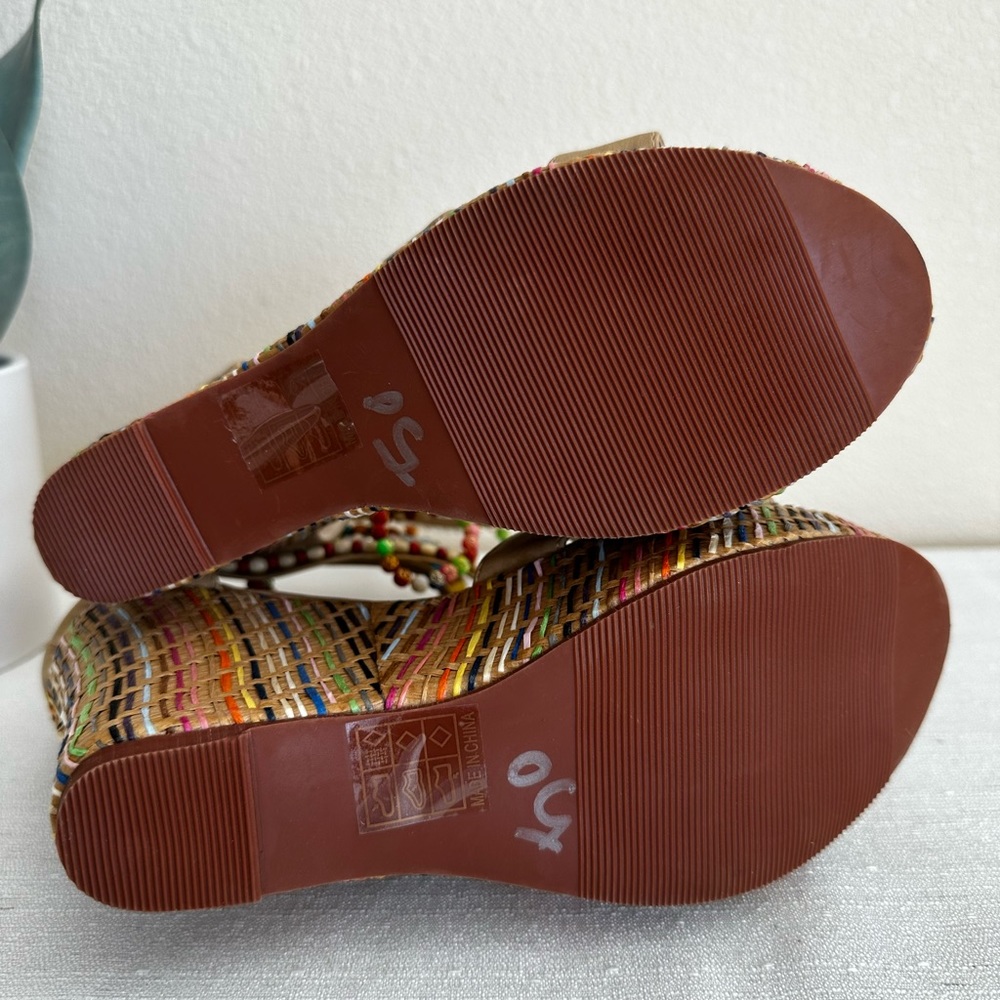 New Getmorebeauty Rainbow Beaded Braided wedge Sandals Woman’s EU36 US5 - Picture 12 of 12